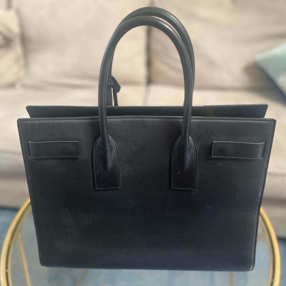YSL Classic Black Leather Sac de Jour Top Handle Bag - Picture 2 of 4